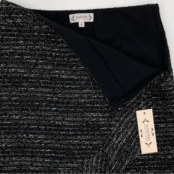NWT Nanette Lepore Metallic Tweed Ruffle Faux Wrap Mini Skirt - Picture 5 of 10
